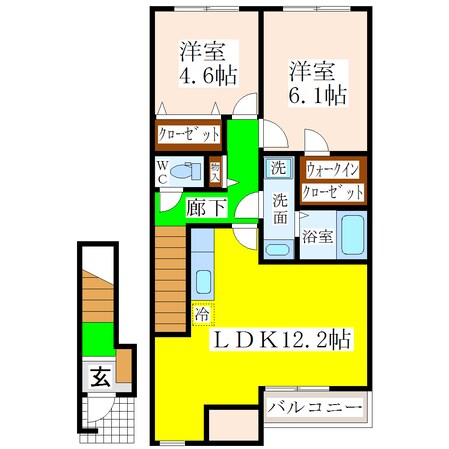 羽犬塚駅 徒歩12分 2階の物件間取画像